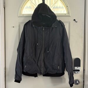 Torrid Black Hooded Bomber Jacket